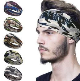 Ice Silk Camouflage Bandband Sweat Bandage Sport Head Hair Band Workout Tennis Fiess Jog Basketball Running effrayant les femmes en bande de sueur effrayante