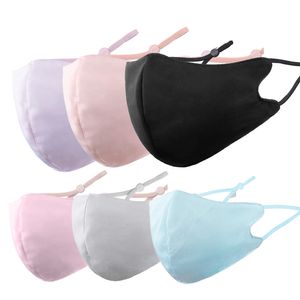 máscara facial de seda de gelo preto rosa azul máscaras de pano de malha de sensação de frio camada dupla lavável à prova de poeira e resistente a UV máscara de ciclismo esportiva