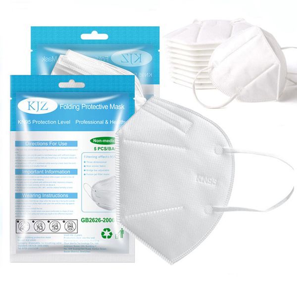 KN95 masque facial pour hommes femmes blanc 5 couches masques anti-poussière respirant réutilisable anti-poussière protection bouche et nez masque en stock