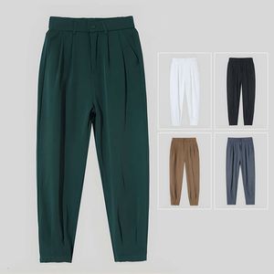 IJszijde voor heren zomer Dunne en losse wijde pijpen Cropped Trendy merk leggings met ritssluiting, kleine pantalon, casual broek