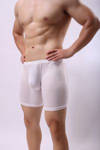 Ice Silk Long Boxer shorts slipje man ondergoed mannen bokser mannen ondergoed shorts lange poot boksers onderbroek sexy zak slipje