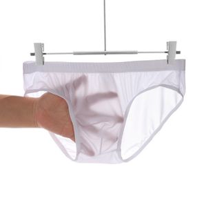 Glace soie hommes slips Ultra-mince respirant Transparent sans couture caleçon taille basse Sexy hommes culottes sous-vêtements élastiques