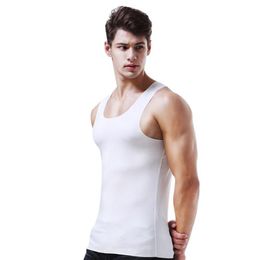 Glace soie hommes confortable Fitness sous-vêtements de haute qualité élastique basique O cou sans manches hommes débardeurs grande taille L XL XXL XXXXL309S