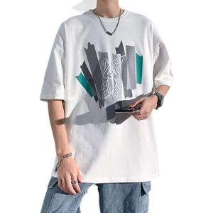 Ice Silk short mouwen T-shirt voor mannen in de zomer van 2023, losse en trendy Amerikaans ontwerpgevoel, niche half mouwen t-shirt, ademende kleding