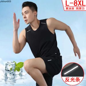 Ice Silk Sports Set Mens Summer Running Snelle drogende kleding Mouwloze tanktop Shorts Basketbal Fitness Training Large