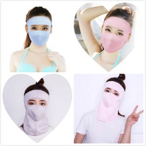 Masque de protection solaire en soie de glace masque de cou femme été suspendu oreille écharpe Cool absorber la sueur équitation masque facial