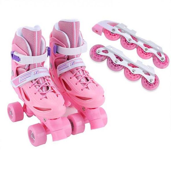 Patins à glace 2 en 1 réglables en ligne enfants Roller Quad chaussures de patinage baskets 2 rangées ligne enfants cadeau roues de sport de plein air L221014