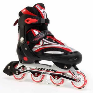 Patins à glace 2021 nouvelles chaussures de vitesse en ligne taille réglable PVC adultes hommes professionnel Hockey rouleau baskets noir L221014