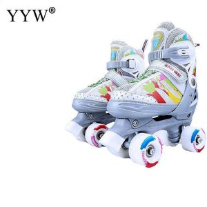 Patins à glace Rouleaux de patinage en ligne réglables avec 4 roues Chaussures pour enfants Garçons Filles Baskets respirantes Roller Cadeau pour enfants L221014