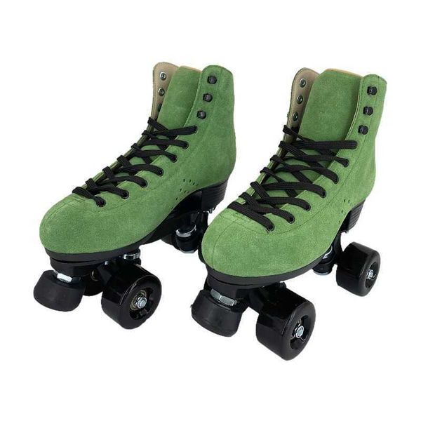 Patins à glace grande taille 37-48 patin à roulettes Quad roues à Double rangée chaussures unisexe patinage en caoutchouc 2 lignes 4 Patines professionnelles L221014