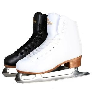 Patins à glace en cuir véritable chaussures chaudes et sûres confortables avec lame hommes femmes enfants patinage pour débutants Patines 230706