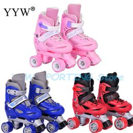 Schaatsen meisjesjongen kinderen kind verstelbare quad roller schoenen glijdende sneakers 4 wielen 2 rijen lijn buiten voor beginner l221014