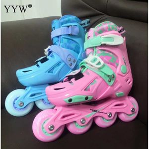 Patins à glace en ligne Roller Pu cuir enfants roues chaussures de patinage de vitesse filles baskets professionnelles pour enfant taille 28-39 rose L221014