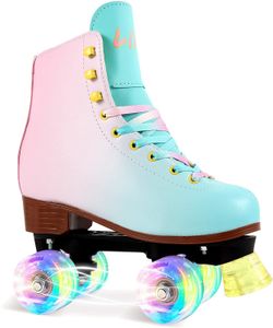 Patines de hielo LIKU Quad Roller para niña y mujer con todas las ruedas Light Up Indoor Outdoor Lace Up Fun Illuminating Skate Kid 220928
