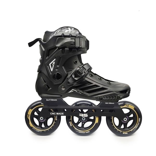 Patines de hielo Premium Adultos Zapatos de ruedas con R5 3X110mm Neumático Estudiante Niños Niñas Street Road Patines en línea Patines Blanco Negro 110mm 221116