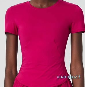 Ice Skin Tight Sporttop Dames Yoga-overhemd met kleine taille en korte mouwen Slim Fit Sneldrogend Ademend Fiess T-shirt