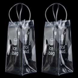 Sac à vin de glace PVC Anti-légende Sac à glace transparent Champagne réfrigéré bouteille de vin rouge whisky