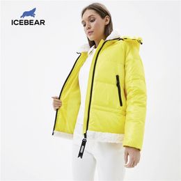 ICEbear nueva chaqueta corta de invierno con capucha para mujer parka acolchada de invierno abrigo acolchado marca ropa de mujer GWD20122I 201214