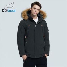 ICEbear, nueva chaqueta de invierno para hombre, chaqueta de algodón de longitud media con cuello de piel, ropa de marca MWD20897D 201217