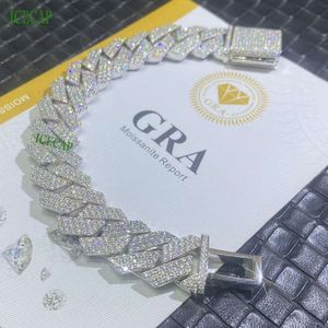 Icecap – Bracelets à maillons cubains en or blanc 925, bijoux à la mode, en argent Sterling Hip Hop Moissanite, personnalisé, offre spéciale