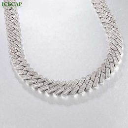 IceCap Fashion Jewelry S925 Sterling Silver Luxury 20mm Cubaanse ketting Custom Cuban Link Chain Hip Hop Necklace for Men