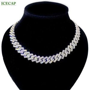 Icecap Fashion Ready to Ship Sieraden Hip Hop Cubaanse Ketting Ronde Moissanite S925 Zilveren Cubaanse Schakelkettingen met Certificering