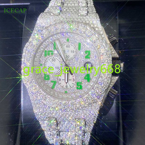 Icecap Jewelry Hot Vente Hip Hop personnalisée Iced Out Moisanite Diamond Watch Luxury Fashion Bling Mechanical Montres