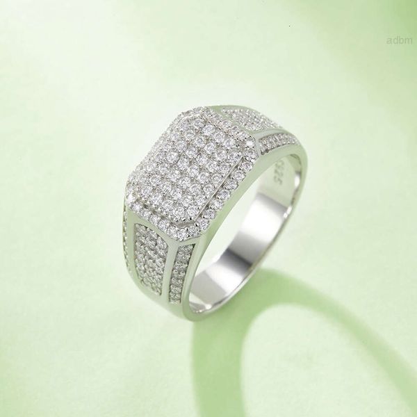 Glacé Hp Hop Vvs d Diamants De Luxe Grands Bijoux 925 Anneaux Fournisseurs Plaqué Or Mans Hommes Éternité Argent Moissanite Bague Hommes