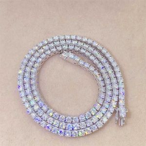 Collier personnalisé de luxe en Moissanite glacée, 3mm, diamant 10k, chaîne de 18 pouces, or de laboratoire, Tennis Nfaix