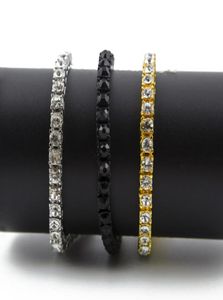 Iced Out 1 rangée 5 mm Strinaistones Bracelet Men Hip Hop Style Clear Simulate Diamond 789inches Bracelets Bling Bling7629578