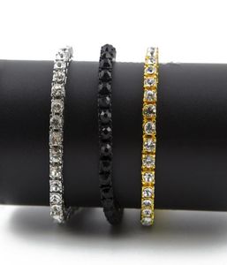 Iced Out 1 rangée Righestones Bracelet Men Hip Hop Style Clear Simuled Diamond 789inches Bling Bling K55359923177