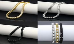 Iced Out 1 Rij Strass Armband Men039s Hip Hop Stijl Clear Gesimuleerde Diamant 8quot Armband Bling Bling9243959
