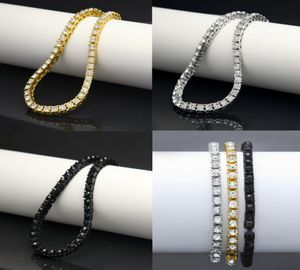 Glacé 1 rangée strass Bracelet Men039s Style Hip Hop clair simulé diamant 8quot Bracelet Bling Bling8171945