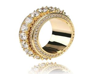 Iced Out 18K Gold Pating Rings Bling Cubic Zriconai Mens Hiphop Sieraden Nieuwe mode Gold Ring Jewelry59523924552160