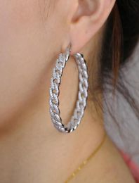 Iced Out 48 mm Big Huggie Hoop Earge avec Clear Cz Pavan Cuban Chain Earring Magnifique Bling CZ 2020 Summer Women Jewelry6242564