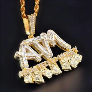 Iced Out Addicted to Money Pendant Gold Silver Plated Micro Paved Cubic Zircon Mens Hip Hop Jewelry Gift