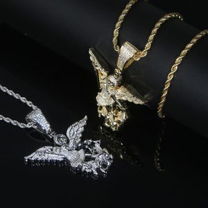 Iced Out Angle Pendant met Sward Pendant verharde CZ Stone voor mannen Women Hip Hop Punk Styles Sieraden Plaat Goud Zilverkleur Groothandel