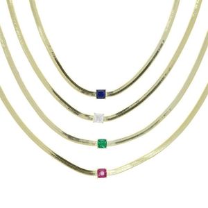 Iced Out Baguette Rechy Rainbow Colorful CZ Col Collier de tour de cou de la chaîne d'os de serpent de 4 mm de large pour les femmes bijoux drop Ship180y