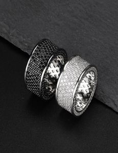 Anillo de circón negro helado para hombres diseñador de lujo de lujo anillo de flash de diamante dorado de oro plateado de cobre de cobre pareja anillo de amantes jewe8790446