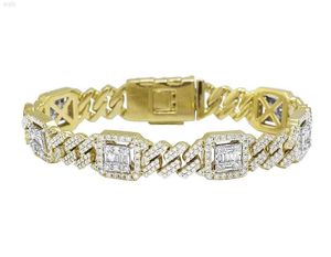 Iced Out Bling 2023 Nieuwe heren sieraden Geometrische diamant Cubaanse ketting CZ Cluster Charm Hip Hop Men Chain armband