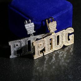 Iced Out Bling 5a Cz Plug Pendant Collier Collier Micro Pave Full Cumbic Zironica Stone Hip Hop Fashion Cool Letter Cool Bijoux Mens 277Z