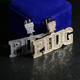 Iced Out Bling 5a Cz Plug Pendant Collier Collier Micro Pave Full Cumbic Zironica Stone Hip Hop Fashion Cool Letter Cool Lettre Mens266J