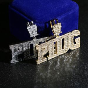 Iced Out Bling 5A CZ Plug Colgante Collar Charm Micro Pave Full Cubic Zironica Piedra Hip Hop Moda Cool Carta Joyería Mens241N