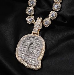 Iced Out Bling A-Z Engels Baguette Brief Hanger Ketting Hip Hop Met 3 Mm 24 Inch Touw Ketting Mode hiphop Sieraden