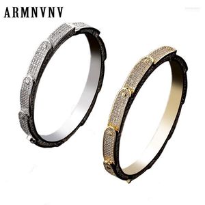 Iced Out Bling Cubic Zirkon Hip Hop Gold Silver Circular Bracelets Spike Bangles geschenken voor mannen en vrouwen bangle inte22