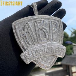 Iced Out Bling CZ Brief ABP Hanger Ketting Volledige Zirconia All Bout Papier Badge Charm Mannen Mode Hip Hop Jewelry240312
