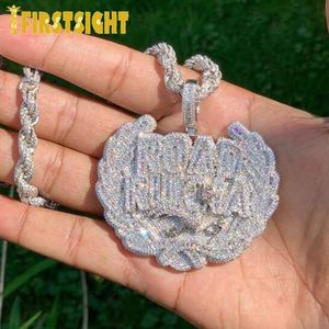 Iced Out Bling CZ Brief Road Runna Hanger Ketting Zirconia Two Tone Kleur Badge Charm Mannen Mode Hip Hop Jewelry240312