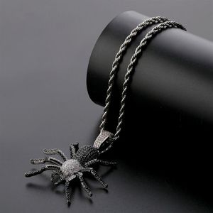Iced Out Bling CZ Spider Pendants Colliers pour hommes Hip Hop Jewelry Chamains Gold Silver Color Drop287W