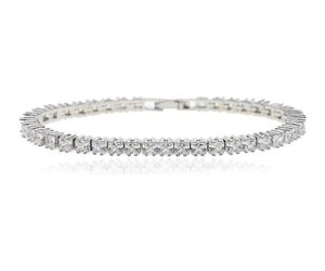 Iced Out Bling Plaveed Tennis Chain armband Silver Color 5A CZ Charm Bangle For Women Hip Hop Jewelry6346389