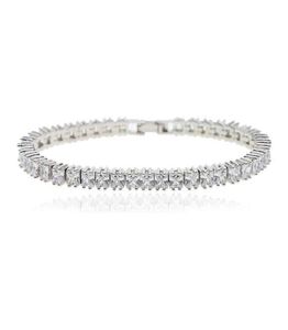 Iced Out Bling Verharde Tennis Chain Armband Zilver Kleur 5A CZ Charm Bangle Voor Vrouwen Heren Hip Hop Jewelry3076576